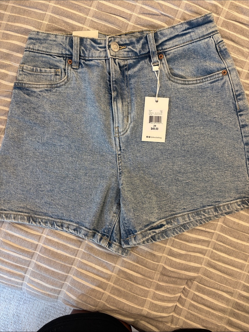Dex Light Wash High-Rise Denim Shorts